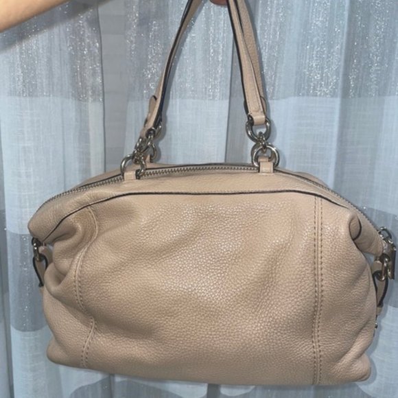 COACH Lenox Handbag In Taupe Pebbled Leather Satchel - Picture 4 of 7